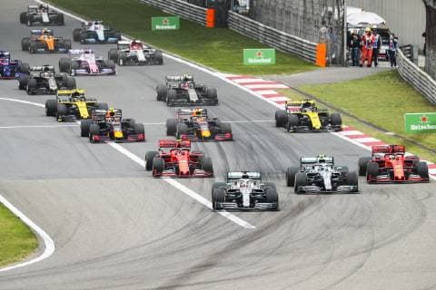 British racing driver Lewis Hamilton of Mercedes-AMG Petronas Motorsport takes the lead during the Formula One Heineken Chinese Grand Prix 2019 at the Shanghai International Circuit in Shanghai, China, 14 April 2019. F1 drivers compete in Formula One Heineken Chinese Grand Prix 2019 in Shanghai  scr183788