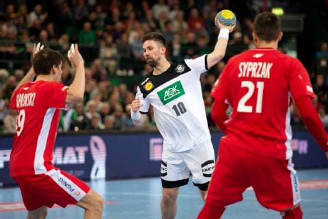 Halle Westf Germany 13 04 2019 DHB Qualifying match 2018 2019 Germany vs Poland M Fabian Wiede Germany Halle Westf Nordrhein Westfalen Germany Gerry Weber Stadion