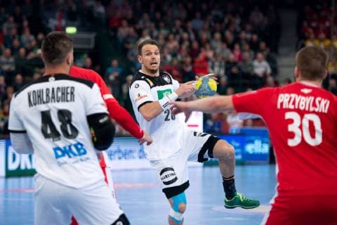 Halle Westf Germany 13 04 2019 DHB Qualifying match 2018 2019 Germany vs Poland M Kai Häfner Germany Halle Westf Nordrhein Westfalen Germany Gerry Weber Stadium