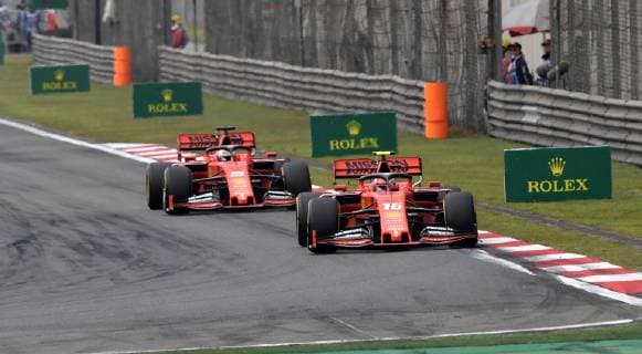 Shanghai China 14 04 2019 Formula 1 Formula 1 Formula 1 China Grand Prix Charles Leclerc MCO 16 Scuderia Ferrari Sebastian Vettel GER 5 DeFodi506