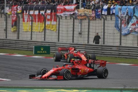 Photo4 LaPresse 14 04 2019 Shanghai, China Grand Prix Formula One China 2019 In the pic: Race, Charles Leclerc (MON) Scuderia Ferrari SF90 leads Sebastian Vettel (GER) Scuderia Ferrari SF90  Copyright: xPhoto4 LaPressex