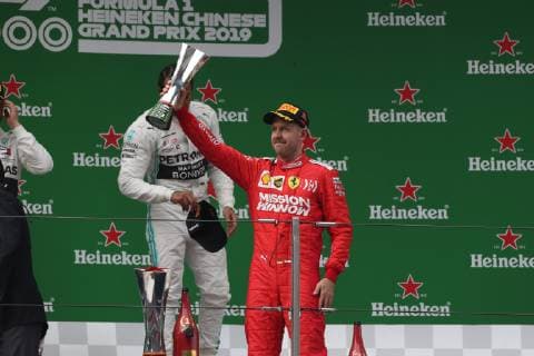 Photo4 LaPresse 14 04 2019 Shanghai, China Grand Prix Formula One China 2019 In the pic: Podium, 3rd place Sebastian Vettel (GER) Scuderia Ferrari SF90  Copyright: xPhoto4 LaPressex
