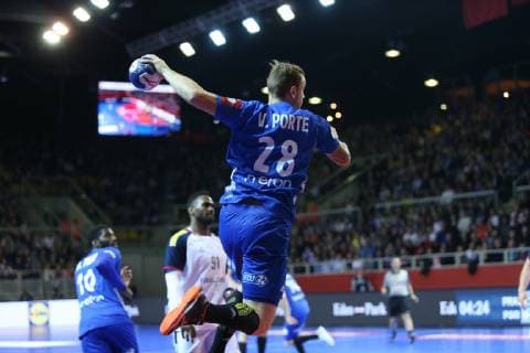 Handball, EM-Quali, Frankreich - Portugal Valentin Porte (France) HANDBALL : Qualifications EHF EURO 2020 - 4eme journee - France vs Portugal - 13 04 2019 KevinDomas Panoramic 