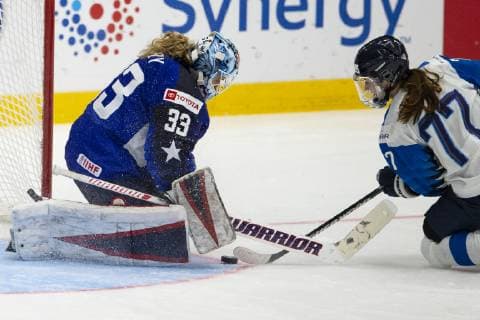 Susanna Tapani 77, FIN missed shootout against Alex Rigsby 33, USA during the IIHF Womens World Championship WM Weltmeisterschaft 2019 Final Game United States - Finland at the Espoo Metro Arena14. April 2019 in Espoo, Finland. (Tomi Hänninen Newspix24)  Copyright: xTomixHänninenx np24thTHnp2420th441398
