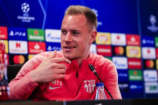 Sport Bilder des Tages April 15, 2019 - Barcelona, Spain - Marc-Andre Ter Stegen goalkeeper of FC Barcelona Barca during the press conference PK Pressekonferenz before the second leg Champions League match of Quarter final between FC Barcelona and Manchester United ManU in Ciutat Esportiva Joan Gamper in Barcelona 15 of April of 2019, Spain. Marc-Andre Ter Stegen Press Conference Pre Champions League Match  - ZUMAn230 20190415_zaa_n230_106 Copyright: xXavierxBonillax