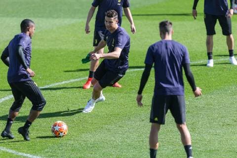 Turin Italy 15 04 2019 Training Juventus Turin Christiano Ronaldo JUV in action DeFodi541