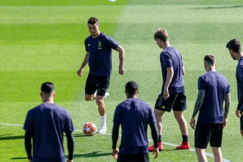 Turin Italy 15 04 2019 Training Juventus Turin Christiano Ronaldo JUV in action DeFodi541