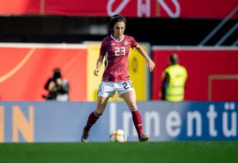 9 April 2019 Paderborn Benteler Arena soccer country match women Germany Japan Germany Sara Doorsoun on ball