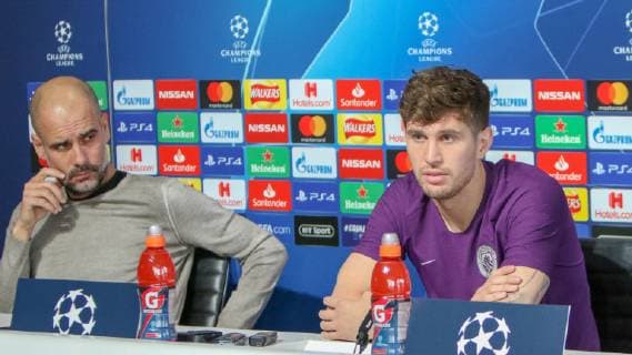 Manchester City Presser Pep Guardiola & John Stones of Manchester City during a press conference PK Pressekonferenz at the Etihad Campus, Manchester Content Not Available For UK Newspapers Copyright: xStevexMcCormickx FIL-13123-0008