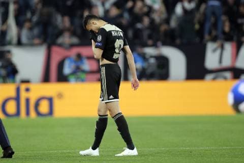 (l-r) Noussair Mazraoui of Ajax during the UEFA Champions League quarter final match between Juventus FC and Ajax Amsterdam at the Allianz Arena on April 16, 2019 in Turin, Italy UEFA Champions League 2018 2019 xVIxVIxImagesx xTomxBodexMultimediaxIVx 14214900
