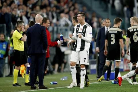 TORINO, Football,16-04-2019, Allianz Stadium . Champions League quarter finals second leg Juventus - Ajax. Juventus player Cristiano Ronaldo scored 1-0 during the game Juventus - Ajax . Juventus - Ajax  x3199800x