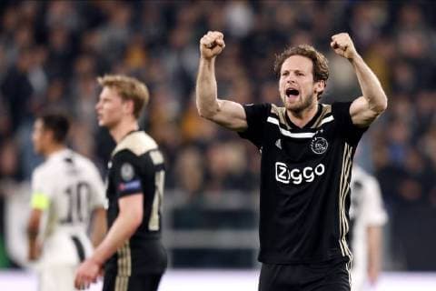 TORINO, Football,16-04-2019, Allianz Stadium . Champions League quarter finals second leg Juventus - Ajax. Ajax player Daley Blind celebrating the 1-1 during the game Juventus - Ajax . Juventus - Ajax  x3199805x
