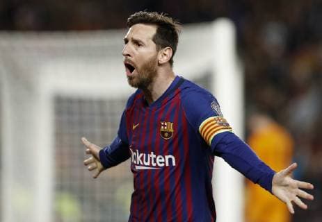 Barcelona s Lionel Messi celebrates after scoring a goal during the UEFA Champions League quarter-final second leg match between Barcelona FC and Manchester United ManU at the Camp Nou stadium, in Barcelona, Spain, 16 April 2019. Barcelons FC vs. Manchester United !ACHTUNG: NUR REDAKTIONELLE NUTZUNG!  Copyright: xAndreuxDalmaux GRAF2641 20190416-636910498943671348