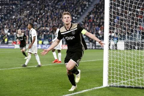 TORINO, Football,16-04-2019, Allianz Stadium . Champions League quarter finals second leg Juventus - Ajax. Ajax player Matthijs de Ligt celebrating his 1-2 during the game Juventus - Ajax . Juventus - Ajax  x3200245x