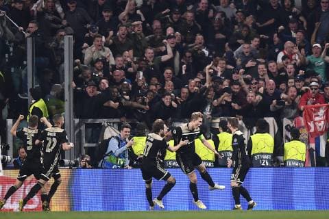 Photo LaPresse - Fabio Ferrari April 16, 2018 Turin, Italy soccer Juventus Fc vs Ajax - Uefa Champions - quarter to final- In the pic:Matthijs de Ligt (AFC Ajax)celebrates after gol 1-2  Copyright: xFabioxFerrari LaPressex