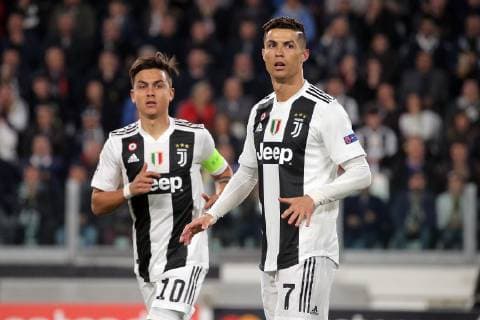 April 16, 2019 - Turin, Turin, Italy - Cristiano Ronaldo 7 of Juventus FC and Paulo Dybala 10 of Juventus FC during the UEFA Champions League UEFA Champions League Quarter Final Second Leg match between Juventus FC and Ajax at Allianz Stadium on April 16, 2019 in Turin, Italy. Juventus v Ajax - UEFA Champions League Quarter Final: Second Leg  - ZUMAn230 20190416_zaa_n230_284 Copyright: xGiuseppexCottinix