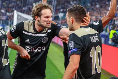 Champions League 2018 2019 Juventus v AFC Ajax 16 04 2019 Voetbal Juventus v Ajax Turijn Champions League 2018 2019 Daley Blind of Ajax Dusan Tadic of Ajax Tadic of Ajax