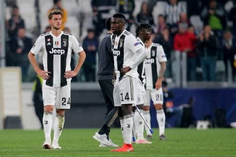 Turin Italy 16 04 2019 UEFA Champions League 2018 19 Season Quarter-finals 2 Round Juventus Turin Ajax Amsterdam Daniele Rugani JUV and Blaise Matuidi JUV disappoint DeFodi541