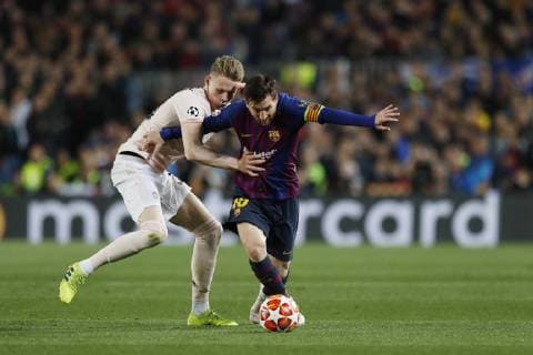 (L-R) Scott McTominay (ManU), Lionel Messi (Barcelona), APRIL 16, 2019 - Football Soccer : UEFA Champions League Quarter-finals 2nd leg match between FC Barcelona Barca 3-0 Manchester United ManU FC at the Camp Nou Stadium in Barcelona, Spain. Noxthirdxpartyxsales  (101390927)