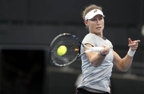 FED CUP PRACTICE SESSIONS, Samantha Stosur of Australia in action during a practice session at the Queensland Tennis Centre in Brisbane, Wednesday, April 17, 2018. Australia are playing against Belarus in the semi-final of the Fed Cup starting on Saturday in Brisbane. ( NO ARCHIVING, EDITORIAL USE ONLY, NO USE IN BOOKS WITHOUT CONSENT BRISBANE QLD AUSTRALIA  Copyright: xREGIxVARGHESEx 20190417001395541197