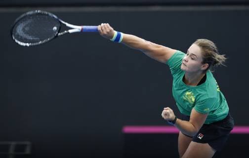 FED CUP PRACTICE SESSIONS, Ashleigh Barty of Australia in action during a practice session at the Queensland Tennis Centre in Brisbane, Wednesday, April 17, 2018. Australia are playing against Belarus in the semi-final of the Fed Cup starting on Saturday in Brisbane. ( NO ARCHIVING, EDITORIAL USE ONLY, NO USE IN BOOKS WITHOUT CONSENT BRISBANE QLD AUSTRALIA  Copyright: xREGIxVARGHESEx 20190417001395541221
