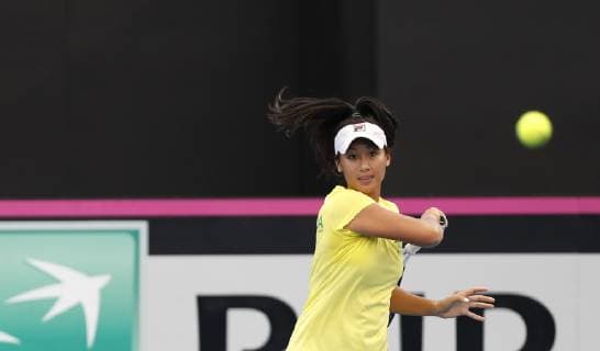 FED CUP PRACTICE SESSIONS, Priscilla Hon of Australia during a practice session at the Queensland Tennis Centre in Brisbane, Wednesday, April 17, 2018. Australia are playing against Belarus in the semi-final of the Fed Cup starting on Saturday in Brisbane. ( NO ARCHIVING, EDITORIAL USE ONLY, NO USE IN BOOKS WITHOUT CONSENT BRISBANE QLD AUSTRALIA  Copyright: xREGIxVARGHESEx 20190417001395543912
