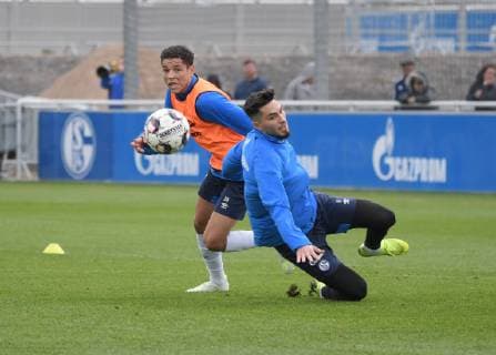 17 04 2019 Soccer GER 1 Bundesliga Season 2018 2019 Training FC Schalke 04 v li Amine Harit Schalke 04 Suat Serdar FC Schalke 04 Team2