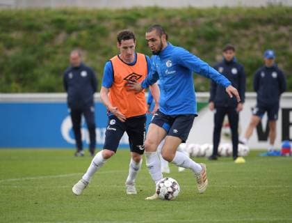 17 04 2019 Soccer GER 1 Bundesliga season 2018 2019 Training FC Schalke 04 v re Nabil Bentaleb Schalke 04 Sebastian Rudy FC Schalke 04 Team2