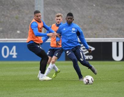 17 04 2019 Football GER 1 Bundesliga Season 2018 2019 Training FC Schalke 04 v re Breel Embolo Schalke 04 Jonas Carls FC Schalke 04 Jeffrey Bruma FC Schalke 04 Team2