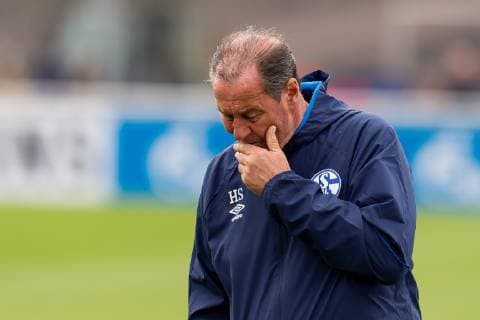 Gelsenkirchen Germany 17 04 2019 Training FC Schalke 04 coach Huub Stevens S04 watches DeFodi053