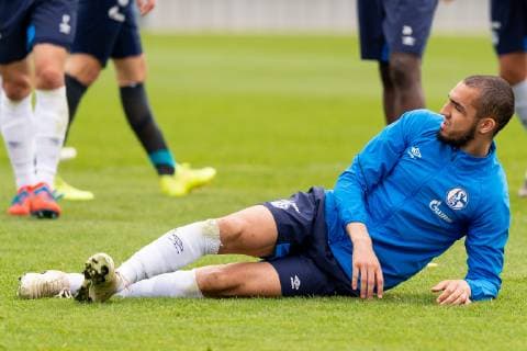 Gelsenkirchen Germany 17 04 2019 Training FC Schalke 04 Nabil Bentaleb S04 on floor DeFodi053