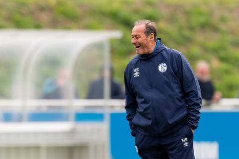 Gelsenkirchen Germany 17 04 2019 Training FC Schalke 04 coach Huub Stevens S04 watches DeFodi053