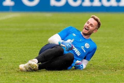 Gelsenkirchen Germany 17 04 2019 Training FC Schalke 04 Goalkeeper Ralf Faehrmann S04 laugh laugh DeFodi053