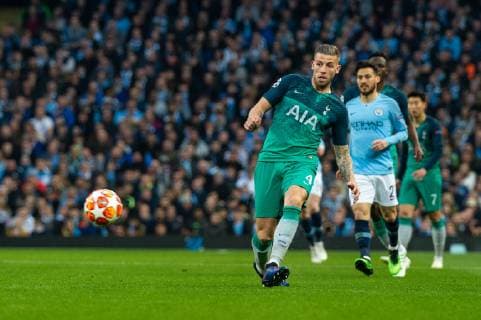 Manchester City v Tottenham Hotspur UEFA Champions League Toby Alderweireld of Tottenham Hotspur during the second leg of the UEFA Champions League quarter-final match at the Etihad Stadium, Manchester Content Not Available For UK Newspapers Copyright: xMattxWilkinsonx FIL-13126-0034