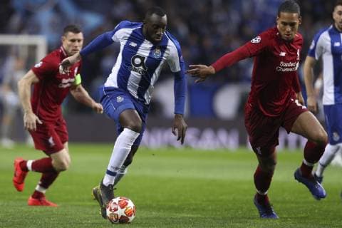 April 17, 2019 - Porto, Porto, Portugal - PortoÃ¢â‚¬â ¢s Malian forward Moussa Marega (L) vies with Virgil Van Dijk defender of Liverpool (R) during the UEFA Champions League, match between FC Porto and Liverpool, at Dragao Stadium in Porto on April 14, 2019. Porto v Liverpool - UEFA Champions League Quarter Final: Second Leg  - ZUMAn230 20190417_zaa_n230_431 Copyright: xDpix