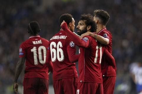 April 17, 2019 - Porto, Porto, Portugal - Mohamed Salah forward of Liverpool celebrates after scoring a goal during the UEFA Champions League, match between FC Porto and Liverpool, at Dragao Stadium in Porto on April 14, 2019. Porto v Liverpool - UEFA Champions League Quarter Final: Second Leg  - ZUMAn230 20190417_zaa_n230_449 Copyright: xDpix