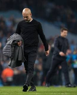 Man City Manager Pep Guardiola at full time during the UEFA Champions League QF 2nd leg match between Manchester City and Tottenham Hotspur at the Etihad Stadium, Manchester, England on 17 April 2019. Copyright: xAndyxRowlandx PMI-2761-0017