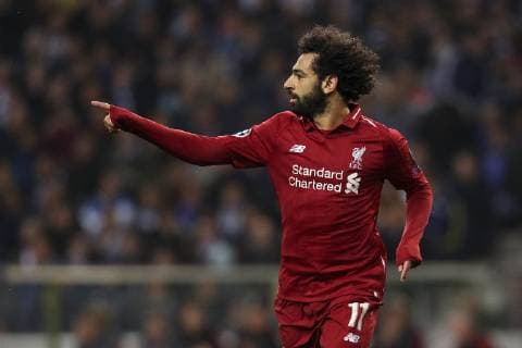 April 17, 2019 - Porto, Porto, Portugal - Mohamed Salah forward of Liverpool celebrates after scoring a goal during the UEFA Champions League, match between FC Porto and Liverpool, at Dragao Stadium in Porto on April 14, 2019. Porto v Liverpool - UEFA Champions League Quarter Final: Second Leg  - ZUMAn230 20190417_zaa_n230_470 Copyright: xDpix