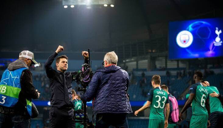 Spurs Manager Mauricio Pochettino at full time during the UEFA Champions League QF 2nd leg match between Manchester City and Tottenham Hotspur at the Etihad Stadium, Manchester, England on 17 April 2019. Copyright: xAndyxRowlandx PMI-2761-0025