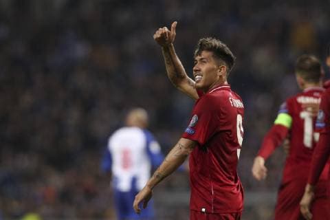 April 17, 2019 - Porto, Porto, Portugal - Roberto Firmino forward of Liverpool celebrates after scoring a goal during the UEFA Champions League, match between FC Porto and Liverpool, at Dragao Stadium in Porto on April 14, 2019. Porto v Liverpool - UEFA Champions League Quarter Final: Second Leg  - ZUMAn230 20190417_zaa_n230_502 Copyright: xDpix