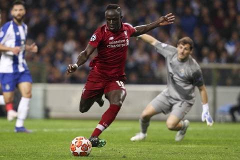 April 17, 2019 - Porto, Porto, Portugal - Sadio Mane midfielder of Liverpool (L) vies with Porto s Spanish goalkeeper Iker Casillas (R) during the UEFA Champions League, match between FC Porto and Liverpool, at Dragao Stadium in Porto on April 14, 2019. Porto v Liverpool - UEFA Champions League Quarter Final: Second Leg  - ZUMAn230 20190417_zaa_n230_514 Copyright: xDpix