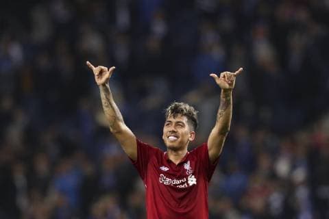 April 17, 2019 - Porto, Porto, Portugal - Roberto Firmino forward of Liverpool celebrates the victory during the UEFA Champions League, match between FC Porto and Liverpool, at Dragao Stadium in Porto on April 14, 2019. Porto v Liverpool - UEFA Champions League Quarter Final: Second Leg  - ZUMAn230 20190417_zaa_n230_569 Copyright: xDpix