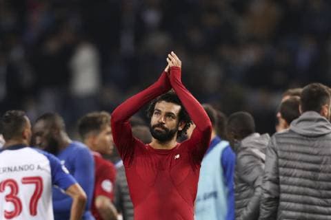 April 17, 2019 - Porto, Porto, Portugal - Mohamed Salah forward of Liverpool celebrates the victory during the UEFA Champions League, match between FC Porto and Liverpool, at Dragao Stadium in Porto on April 14, 2019. Porto v Liverpool - UEFA Champions League Quarter Final: Second Leg  - ZUMAn230 20190417_zaa_n230_566 Copyright: xDpix