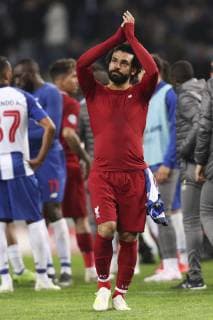 April 17, 2019 - Porto, Porto, Portugal - Mohamed Salah forward of Liverpool celebrates the victory during the UEFA Champions League, match between FC Porto and Liverpool, at Dragao Stadium in Porto on April 14, 2019. Porto v Liverpool - UEFA Champions League Quarter Final: Second Leg  - ZUMAn230 20190417_zaa_n230_564 Copyright: xDpix