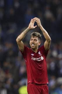 April 17, 2019 - Porto, Porto, Portugal - Roberto Firmino forward of Liverpool celebrates the victory during the UEFA Champions League, match between FC Porto and Liverpool, at Dragao Stadium in Porto on April 14, 2019. Porto v Liverpool - UEFA Champions League Quarter Final: Second Leg  - ZUMAn230 20190417_zaa_n230_568 Copyright: xDpix