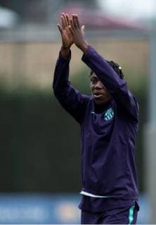 FC Barcelona Barca s Nigerian player Asisat Oshoala during a training session in Barcelona, Spain, 18 April 2019. FC Barcelona will face Bayern Munich in a Women s Champions League semifinal match on the upcoming 21 April 2019. Training session of FC Barcelona !ACHTUNG: NUR REDAKTIONELLE NUTZUNG!  Copyright: xEnricxFontcubertax GRAFCAT7408 20190418-636911976313386433