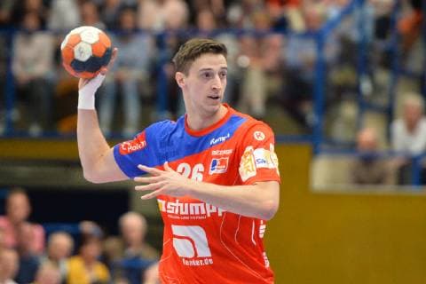 Lukas Saueressig HBW Balingen Weilstetten EHV Aue vs. HBW Balingen Weilstetten 18 04 2019 2 Handball Bundesliga EHV Aue vs. HBW Balingen Handball 2 Bundesliga 18 04 2019 Loessnitz Copyright: xEIBNER BertxHarzerx EP_BHR