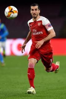 Henrikh Mkhitaryan of Arsenal in action during the Uefa Europa League 2018 2019 round of 8 second leg football match between SSC Napoli and Arsenal Football Club at Stadio San Paolo, Napoli, April, 18, 2019 Foto Andrea Staccioli Insidefoto andreaxstaccioli