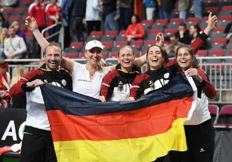 2019 Fed Cup World Group Play Off Second Day Winning Team Germany Julia Goerges GER Andrea Petkovic GER Mona Barthel GER Anna Lena Groenefeld GER Captain Jens Gerlach GER