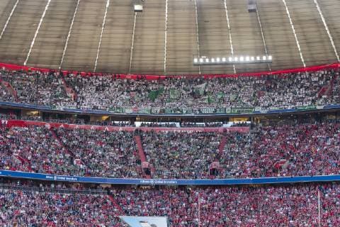 GER 1 FBL FC Bayern Muenchen vs SV Werder Bremen 20 04 2019 Allianz Arena Muenchen GER 1 FBL FC Bayern Muenchen vs SV Werder Bremen DFL regulations prohibit any use of photographs as image sequences and or quasi video in picture the Werder fans on the tribune nordphotox xStraubmeier nph00004